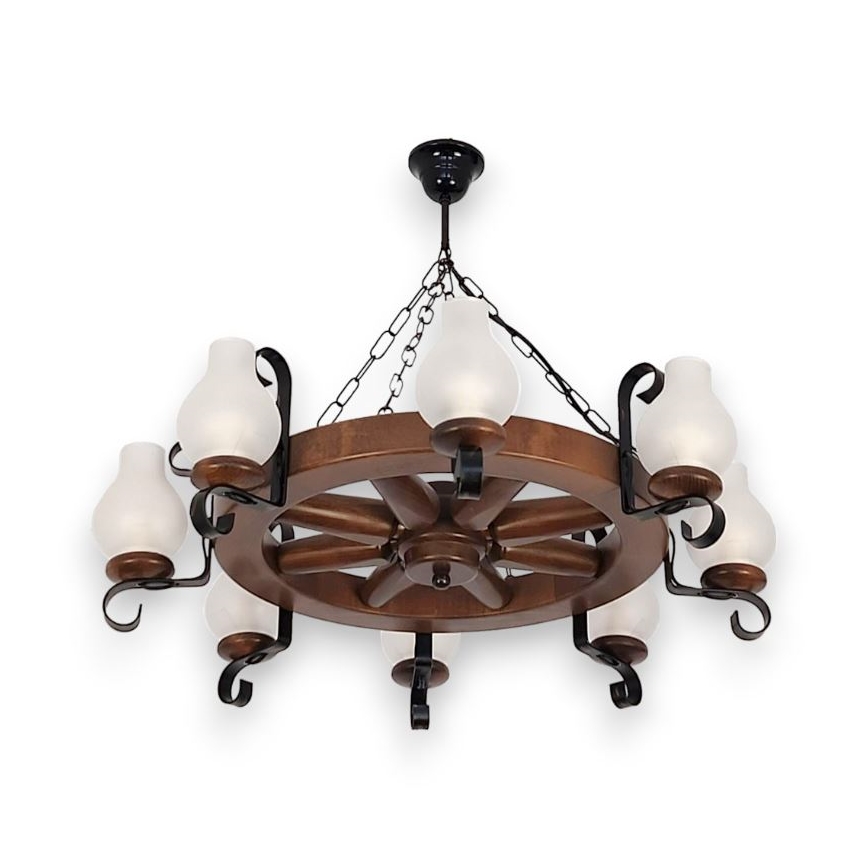 Brilagi - Hanglamp aan een ketting ROATA 8xE14/40W/230V beuken/walnoot