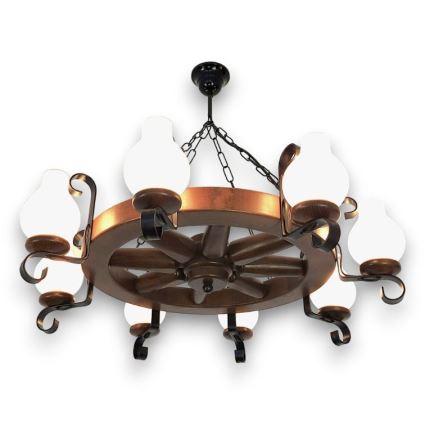 Brilagi - Hanglamp aan een ketting ROATA 8xE14/40W/230V beuken/walnoot