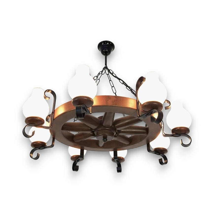 Brilagi - Hanglamp aan een ketting ROATA 8xE14/40W/230V beuken/walnoot
