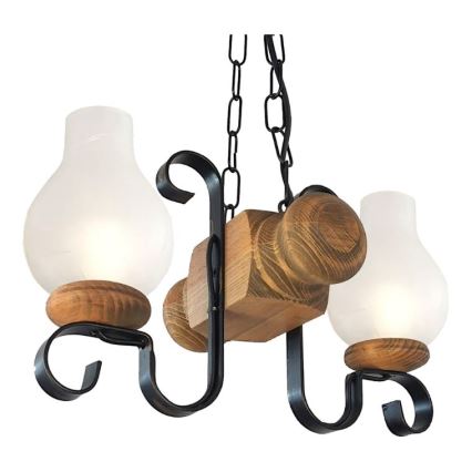 Brilagi - Hanglamp aan een ketting RUSTIC 2xE14/40W/230V beuken
