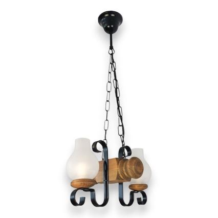 Brilagi - Hanglamp aan een ketting RUSTIC 2xE14/40W/230V beuken