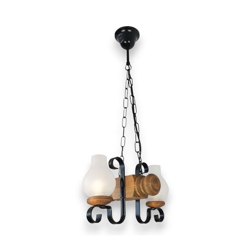 Brilagi - Hanglamp aan een ketting RUSTIC 2xE14/40W/230V beuken