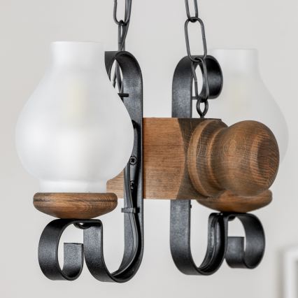 Brilagi - Hanglamp aan een ketting RUSTIC 2xE14/40W/230V beuken