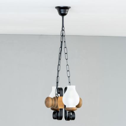 Brilagi - Hanglamp aan een ketting RUSTIC 2xE14/40W/230V beuken