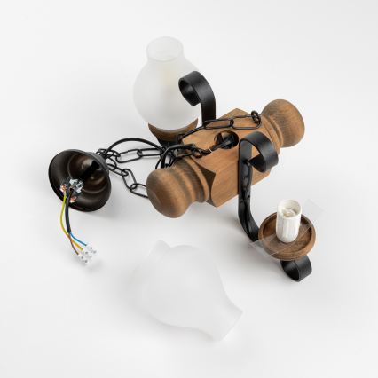 Brilagi - Hanglamp aan een ketting RUSTIC 2xE14/40W/230V beuken