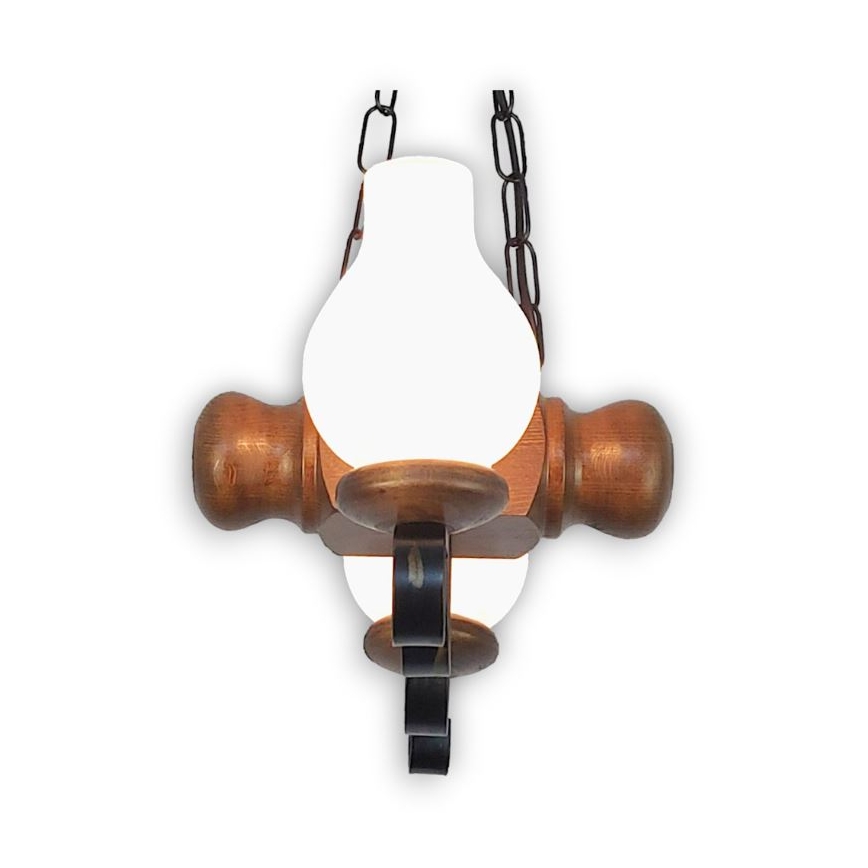 Brilagi - Hanglamp aan een ketting RUSTIC 2xE14/40W/230V beuken/walnoot