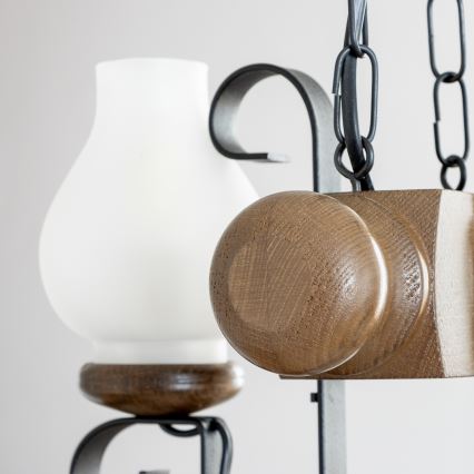 Brilagi - Hanglamp aan een ketting RUSTIC 2xE14/40W/230V beuken/walnoot