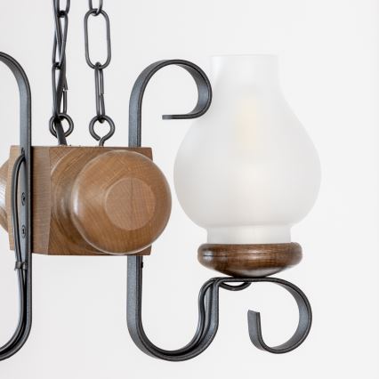 Brilagi - Hanglamp aan een ketting RUSTIC 2xE14/40W/230V beuken/walnoot