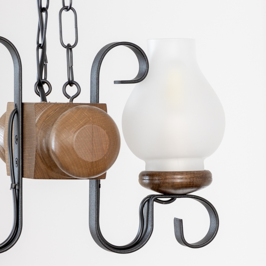 Brilagi - Hanglamp aan een ketting RUSTIC 2xE14/40W/230V beuken/walnoot