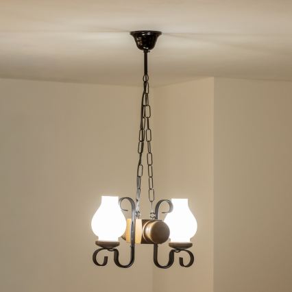 Brilagi - Hanglamp aan een ketting RUSTIC 2xE14/40W/230V beuken/walnoot