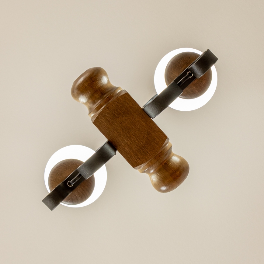 Brilagi - Hanglamp aan een ketting RUSTIC 2xE14/40W/230V beuken/walnoot