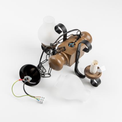 Brilagi - Hanglamp aan een ketting RUSTIC 2xE14/40W/230V beuken/walnoot