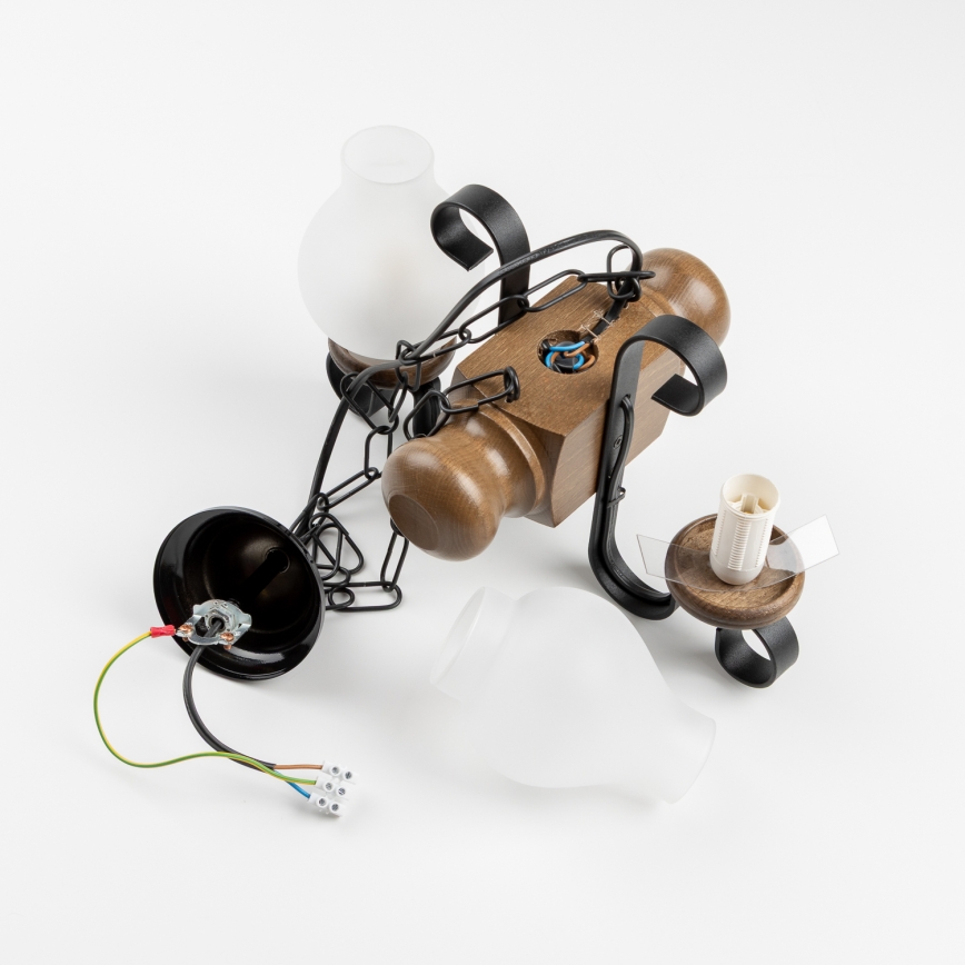 Brilagi - Hanglamp aan een ketting RUSTIC 2xE14/40W/230V beuken/walnoot