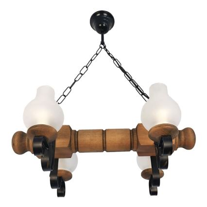 Brilagi - Hanglamp aan een ketting RUSTIC 4xE14/40W/230V beuken