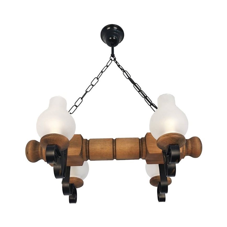 Brilagi - Hanglamp aan een ketting RUSTIC 4xE14/40W/230V beuken