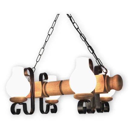 Brilagi - Hanglamp aan een ketting RUSTIC 4xE14/40W/230V beuken