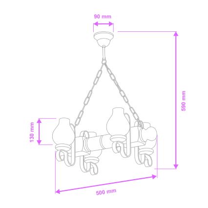 Brilagi - Hanglamp aan een ketting RUSTIC 4xE14/40W/230V beuken
