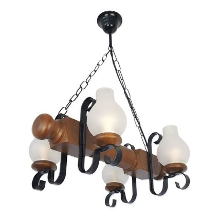 Brilagi - Hanglamp aan een ketting RUSTIC 4xE14/40W/230V beuken/walnoot