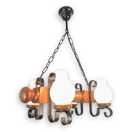 Brilagi - Hanglamp aan een ketting RUSTIC 4xE14/40W/230V beuken/walnoot