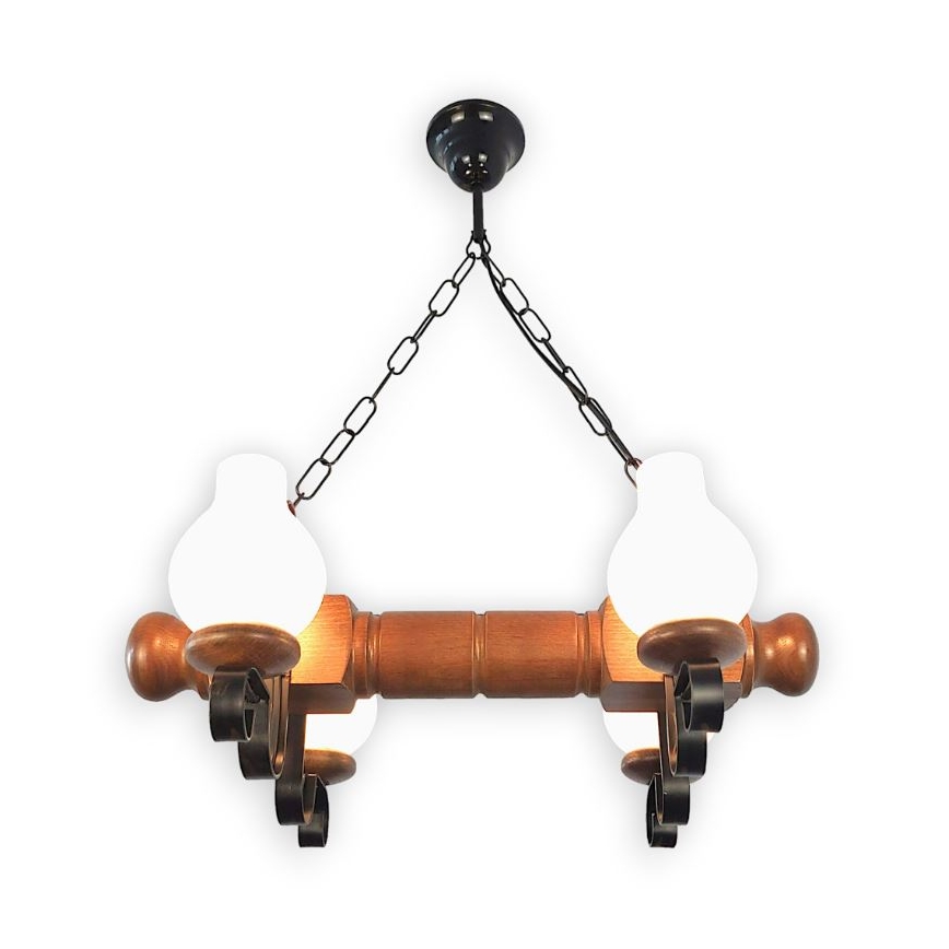 Brilagi - Hanglamp aan een ketting RUSTIC 4xE14/40W/230V beuken/walnoot
