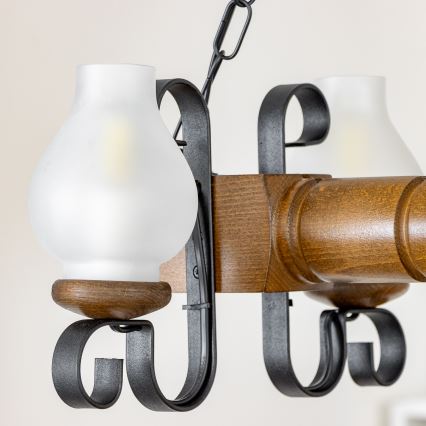 Brilagi - Hanglamp aan een ketting RUSTIC 4xE14/40W/230V beuken/walnoot