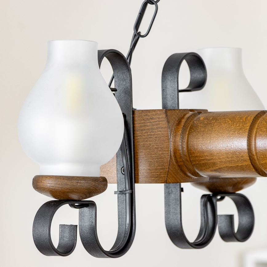 Brilagi - Hanglamp aan een ketting RUSTIC 4xE14/40W/230V beuken/walnoot