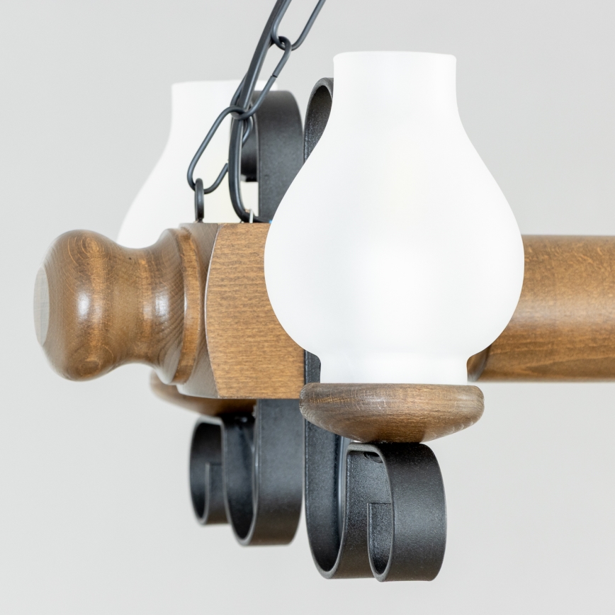 Brilagi - Hanglamp aan een ketting RUSTIC 4xE14/40W/230V beuken/walnoot