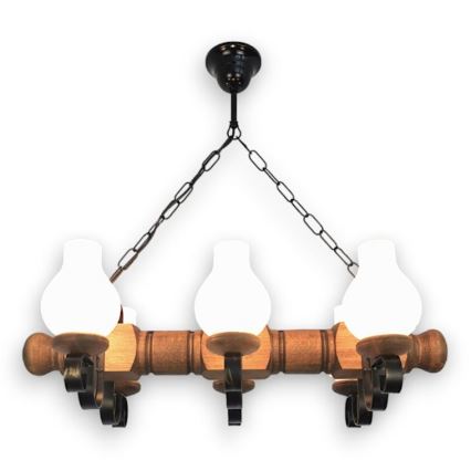 Brilagi - Hanglamp aan een ketting RUSTIC 6xE14/40W/230V beuken
