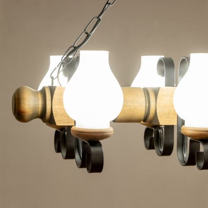 Brilagi - Hanglamp aan een ketting RUSTIC 6xE14/40W/230V beuken