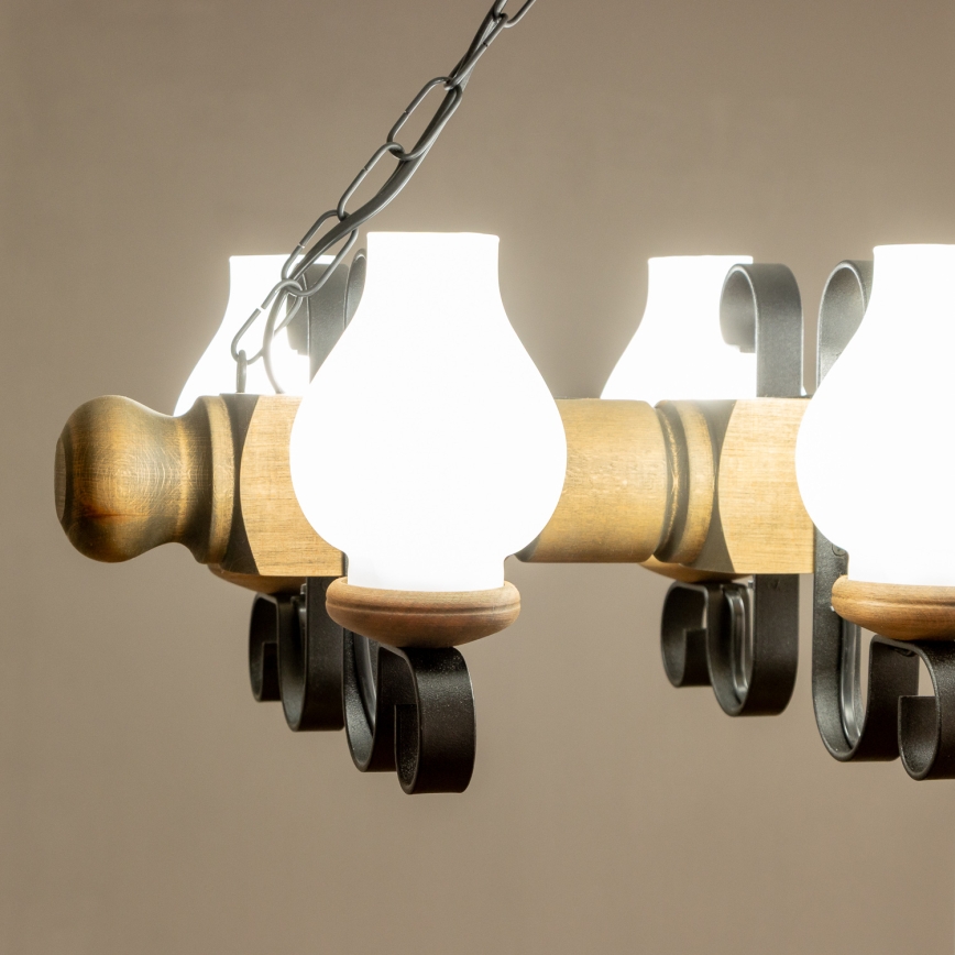 Brilagi - Hanglamp aan een ketting RUSTIC 6xE14/40W/230V beuken