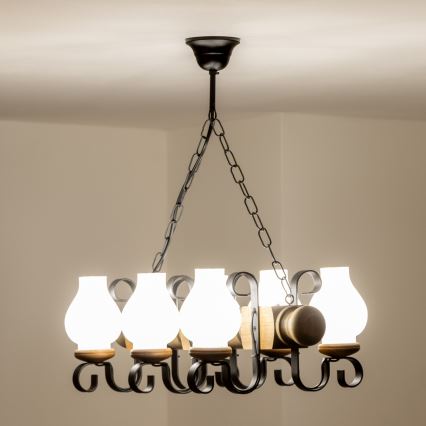 Brilagi - Hanglamp aan een ketting RUSTIC 6xE14/40W/230V beuken