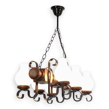 Brilagi - Hanglamp aan een ketting RUSTIC 6xE14/40W/230V beuken/walnoot