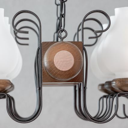 Brilagi - Hanglamp aan een ketting RUSTIC 6xE14/40W/230V beuken/walnoot