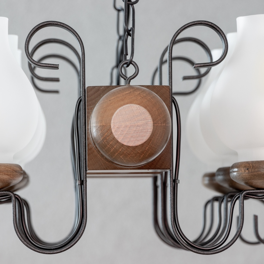 Brilagi - Hanglamp aan een ketting RUSTIC 6xE14/40W/230V beuken/walnoot
