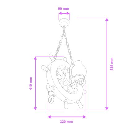 Brilagi - Hanglamp aan een ketting TIMONA 2xE14/40W/230V beuken