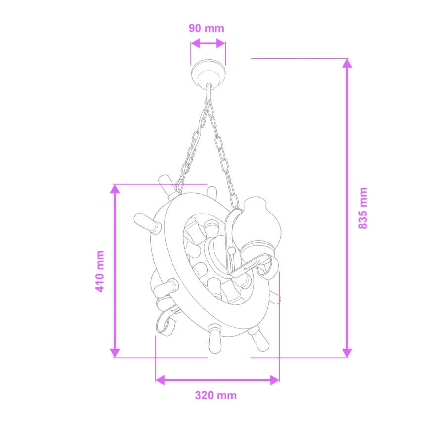 Brilagi - Hanglamp aan een ketting TIMONA 2xE14/40W/230V beuken/walnoot