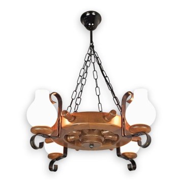 Brilagi - Hanglamp aan een ketting TIMONA 4xE14/40W/230V beuken/walnoot