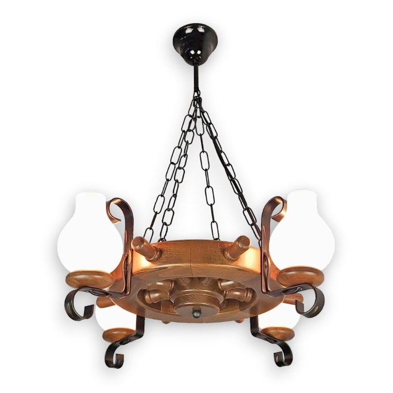 Brilagi - Hanglamp aan een ketting TIMONA 4xE14/40W/230V beuken/walnoot