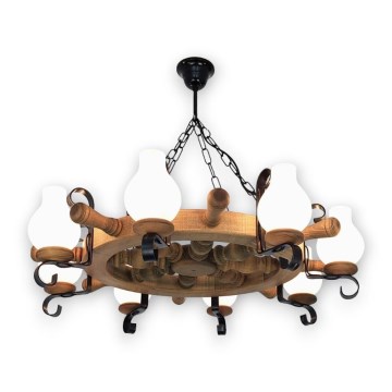 Brilagi - Hanglamp aan een ketting TIMONA 8xE14/40W/230V beuken