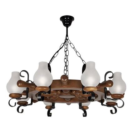 Brilagi - Hanglamp aan een ketting TIMONA 8xE14/40W/230V beuken/walnoot