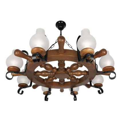 Brilagi - Hanglamp aan een ketting TIMONA 8xE14/40W/230V beuken/walnoot