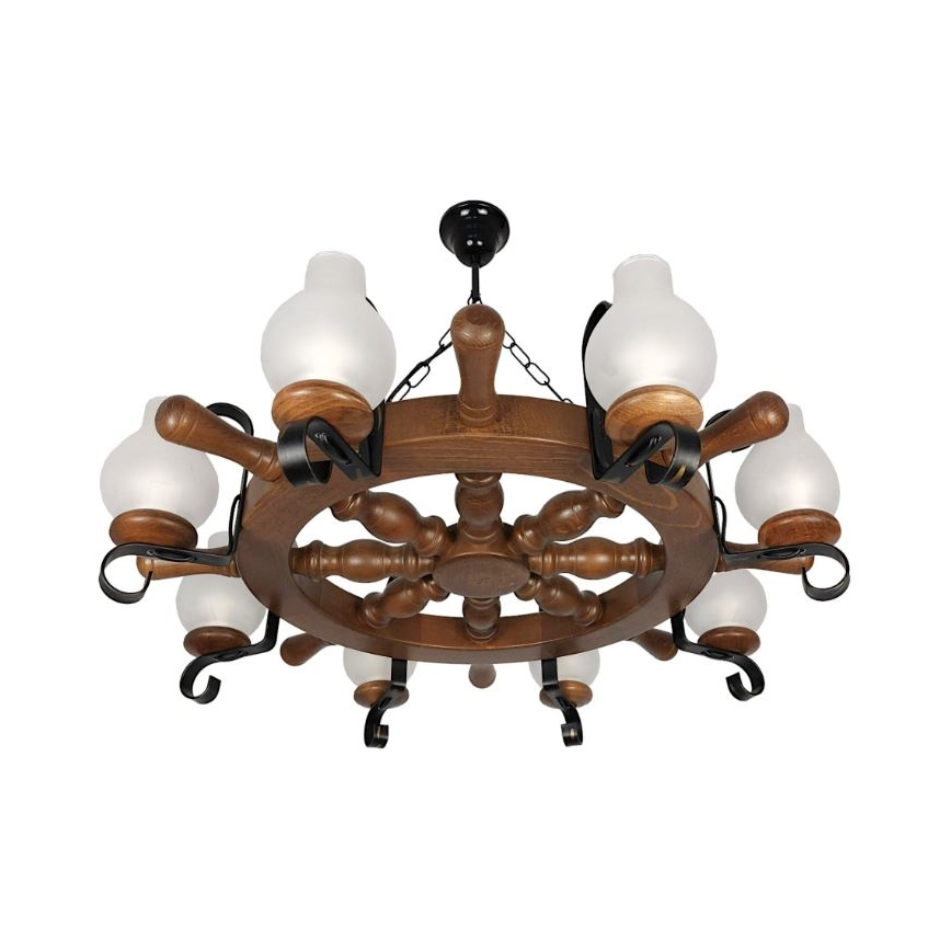 Brilagi - Hanglamp aan een ketting TIMONA 8xE14/40W/230V beuken/walnoot