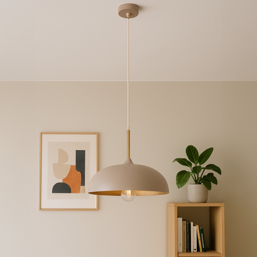 Brilagi - Hanglamp aan een koord ABRAHAM 1xE27/60W/230V diameter 35 cm beige