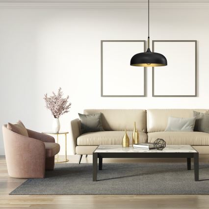 Brilagi - Hanglamp aan een koord ABRAHAM 1xE27/60W/230V diameter 35 cm zwart
