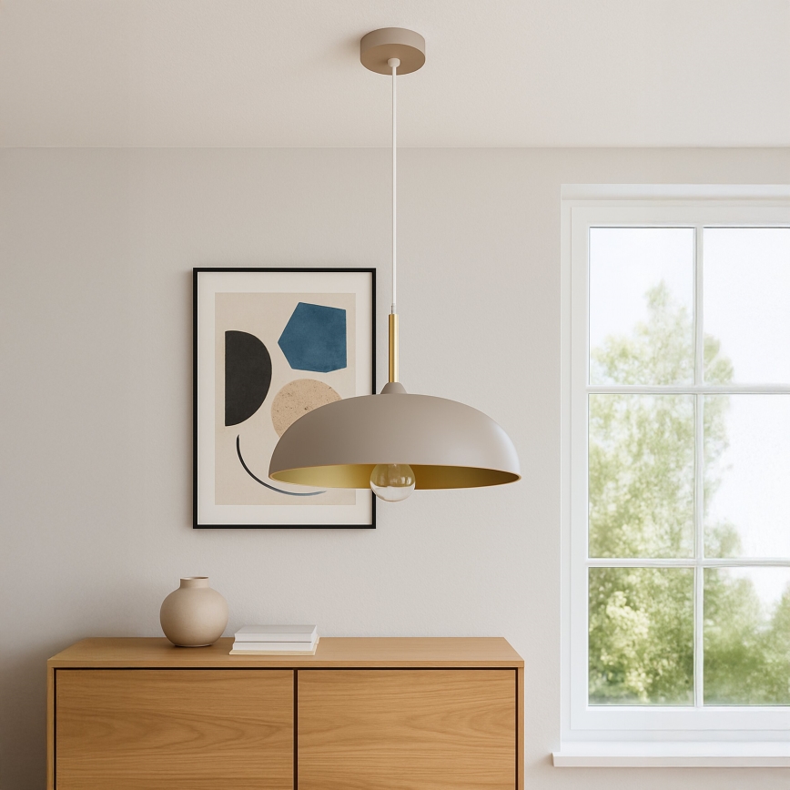 Brilagi - Hanglamp aan een koord ABRAHAM 1xE27/60W/230V diameter 45 cm beige