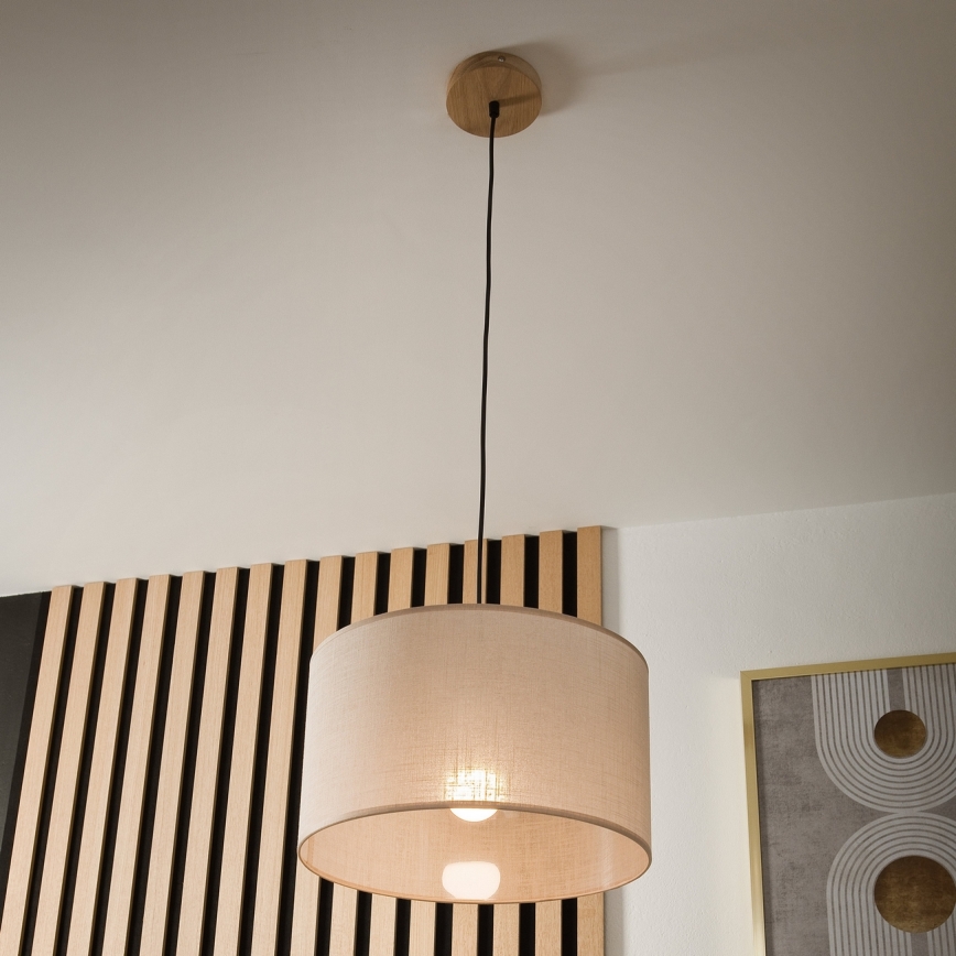 Brilagi - Hanglamp aan een koord ANTHONY 1xE27/60W/230V eiken/beige