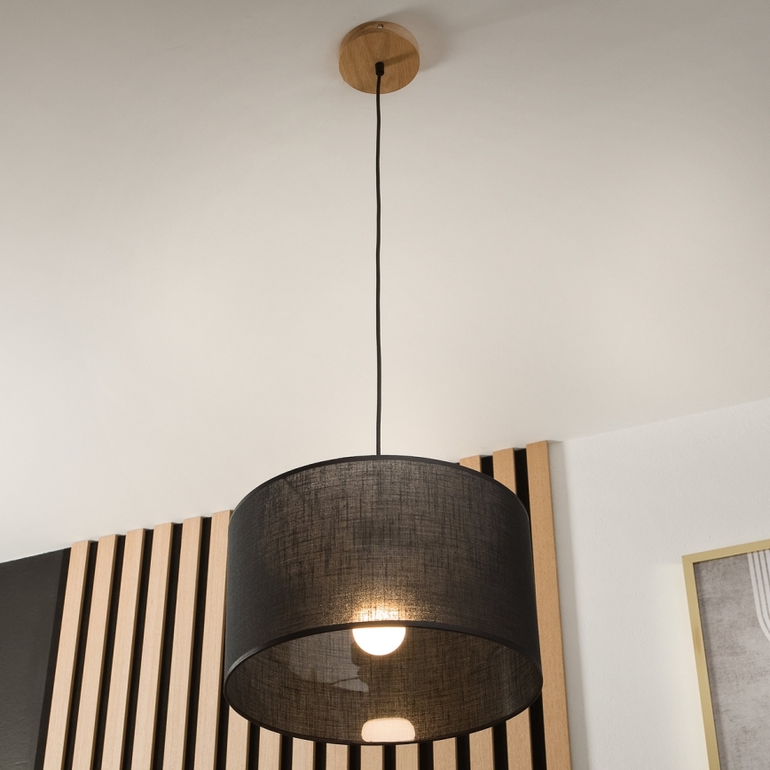 Brilagi - Hanglamp aan een koord ANTHONY 1xE27/60W/230V eiken/zwart