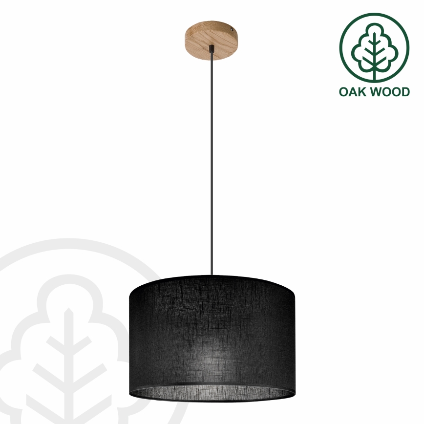 Brilagi - Hanglamp aan een koord ANTHONY 1xE27/60W/230V eiken/zwart