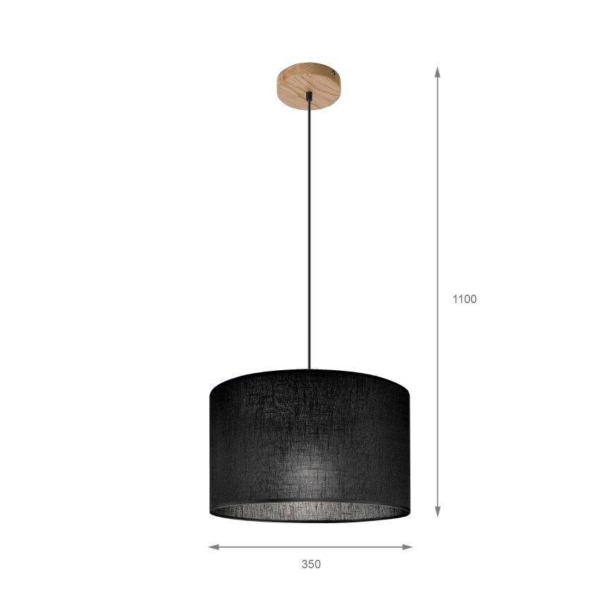 Brilagi - Hanglamp aan een koord ANTHONY 1xE27/60W/230V eiken/zwart