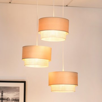 Brilagi - Hanglamp aan een koord ARIZONA BOHO 3xE27/15W/230V beige/wit